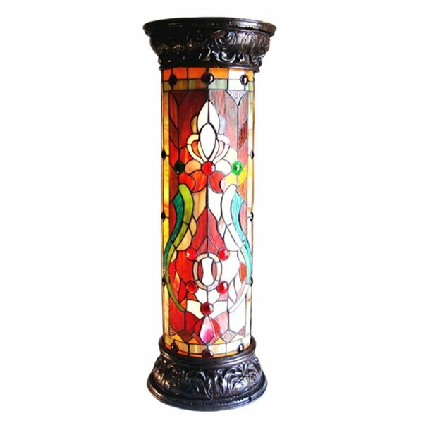 Chloe Lighting 30 in. Lighting Ruby Spectacle Tiffany Glass 2 Light Victorian Pedestal Light Fixture CH19405RV30-PL2